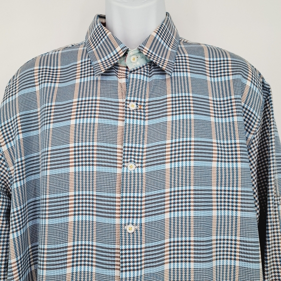 Robert Graham X Cross‎ Hatch Plaid Contrast Trim Button Up Shirt Size 2XL - Picture 2 of 8